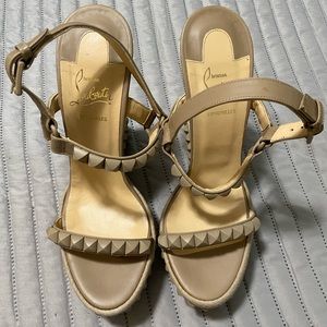 Christian Louboutin Nude Cataclou 140 Leather Espadrilles